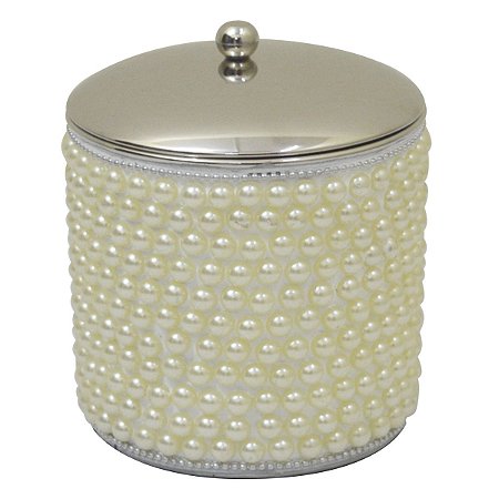PORTA ALGODÃO EM AÇO INOX PÉROLA 10X10X11,5