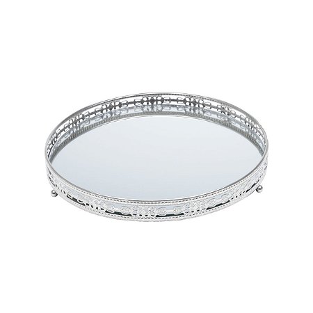 BANDEJA DE FERRO C/ESPELHO BUNCH PRATA 19,5X19,5X4CM