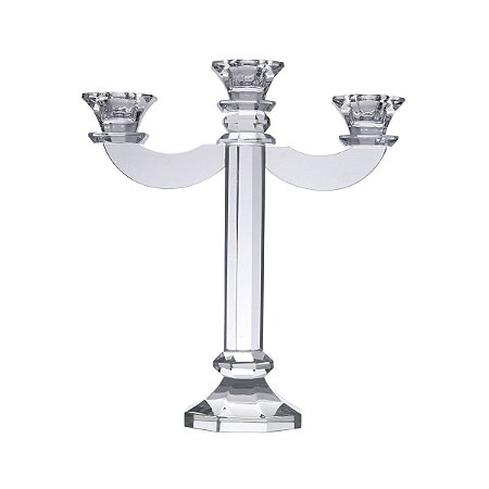 CANDELABRO ANA P/ 3 VELAS DE CRISTAL 28,5CM