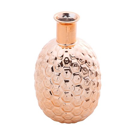 VASO DE CERÂMICA C/PINTURA ELETROSTÁTICA ABACAXI ROSÉ GOLD