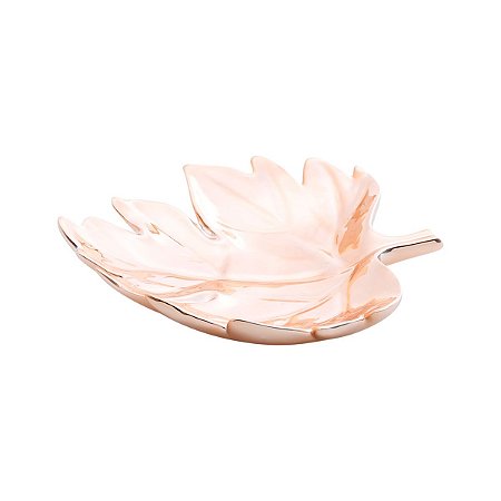 PRATO DE CERÂMICA C/PINTURA ELETROSTÁTICA FOLHA ROSÉ GOLD