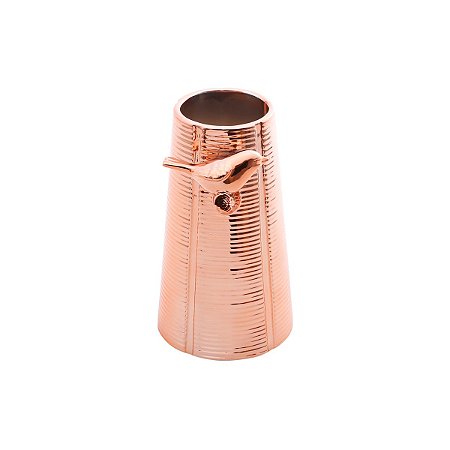 VASO DE CERÂMICA C/PINTURA ELETROSTÁTICA BIRD ROSÉ GOLD