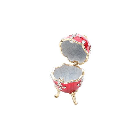 PORTA JÓIAS DE ZAMAC OVO JEBERGÉ ROYAL VERMELHO 5X5X8,5CM