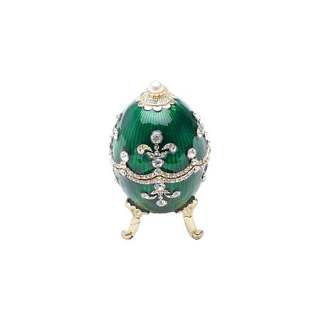 PORTA JOIA DE ZAMAC OVO FABERGÉ ROYAL VERDE 6X9,5CM
