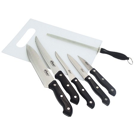 JG. 5 FACAS, 1 CHAIRA E 1 TÁBUA PLÁSTICA