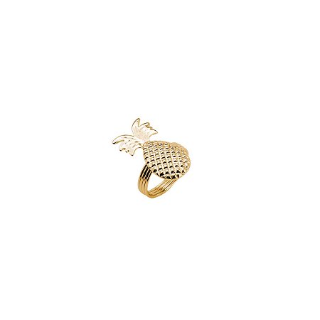 CJ 4 ANÉIS P/GUARDANAPO DE ZAMAC PINEAPPLE DOURADO 5cm