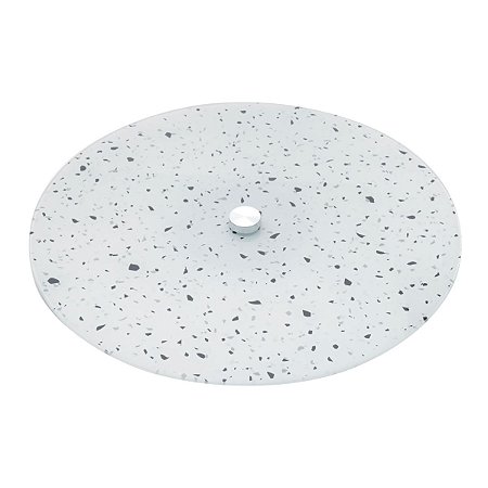PRATO GIRATÓRIO DE VIDRO C/BASE DE METAL MÁRMORE 33cm