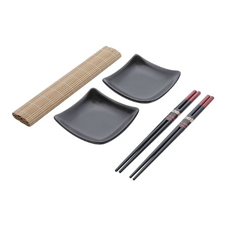 CJ 6PC P/SUSHI DE BAMBU E CERÂMICA SENDAI
