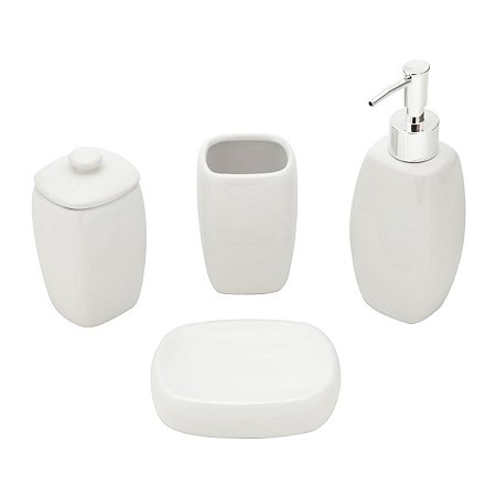 CJ 4PC P/BANHEIRO DE CERÂMICA PENELOPE BRANCO