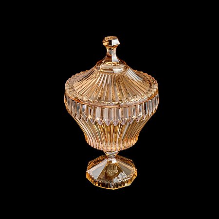 POTICHE C/PÉ DE CRISTAL RENAISSANCE ÂMBAR 17,5x28,5cm