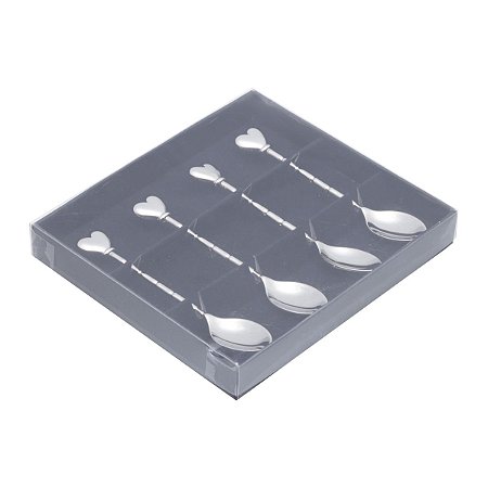 CJ 4 COLHERES P/CAFÉ DE ZAMAC NIQUELADO HEART 11cm