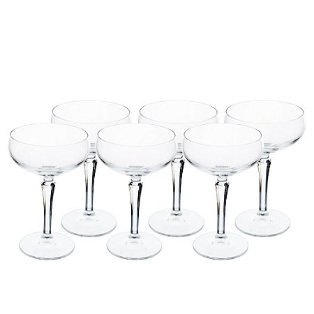 JOGO DE 6 TACAS PARA CHAMPANHE VINTAGE HUDSON EM VIDRO 220ML A15CM