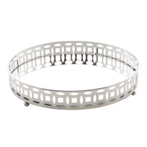 BANDEJA DE METAL C/ESPELHO SINGAPURA PRATEADA 20x4cm