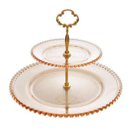 PRATO DUPLO CRISTAL P/DOCES PEARL ÂMBAR 19/32x24cm