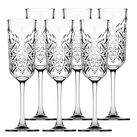 JOGO DE 4 TACAS PARA CHAMPANHE TIMELESS EM VIDRO 175ML A22,5CM