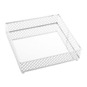 BANDEJA DE METAL C/ESPELHO BARCELONA PRATEADA 17x17x5cm