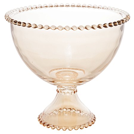 SALADEIRA CRISTAL C/PÉ PEARL ÂMBAR 21x19cm