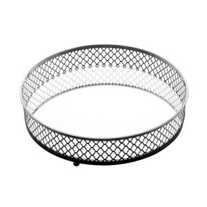 BANDEJA DE METAL C/ESPELHO BARCELONA PRETA 20x5cm