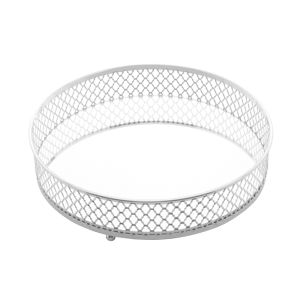 BANDEJA DE METAL C/ESPELHO BARCELONA PRATEADA 20x5cm