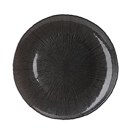 SOUSPLAT FOLHAGEM EM VIDRO D33CM COR PRETO