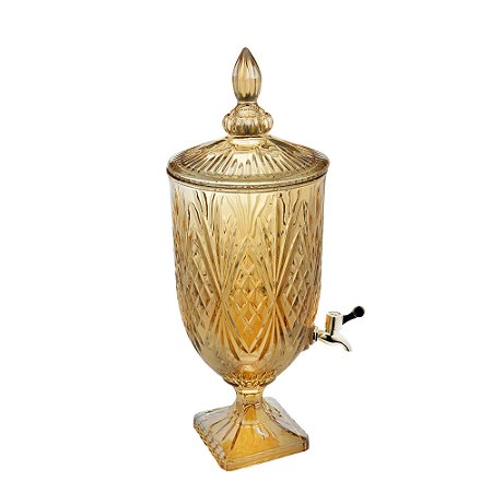 DISPENSER CRISTAL ECOLÓGIC TORNEIRA PRATEADA ÂMBAR 4,5l