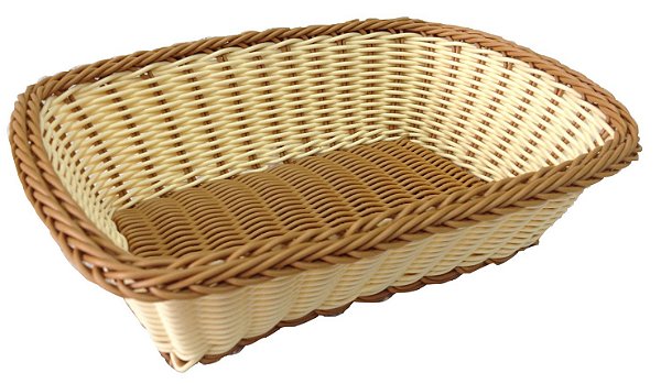 CESTA PARA PAES RETANGULAR EM POLIPROPILENO L27XA20XA8CM COR MARROM E BEGE