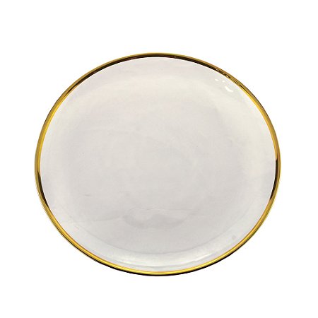 SOUSPLAT CRISTAL C/BORDA DOURADA AGATE 33x2cm