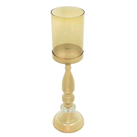CASTIÇAL METAL ÂMBAR/DOURADO 13x46cm