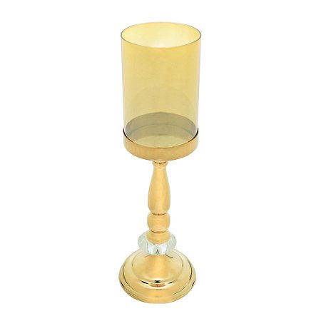 CASTIÇAL METAL ÂMBAR/DOURADO 13x41cm