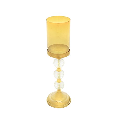 CASTIÇAL METAL ÂMBAR/DOURADO 13x43cm