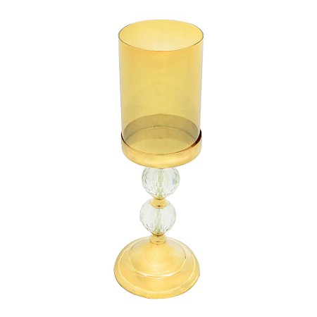 CASTIÇAL METAL ÂMBAR/DOURADO 13x37cm