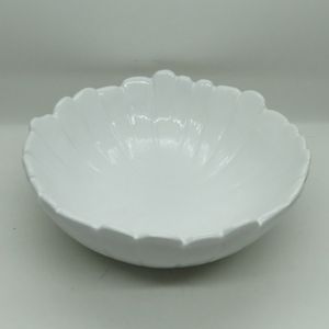 CENTRO MESA DECORATIVO CERÂMICA BANANA LEAF BRANCO 20x20x7cm
