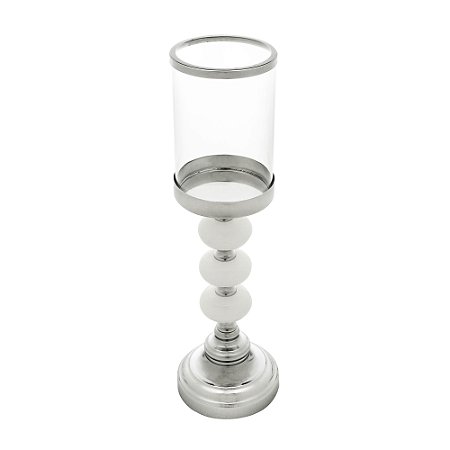 CASTIÇAL METAL BRANCO/PRATEADO 12x41cm