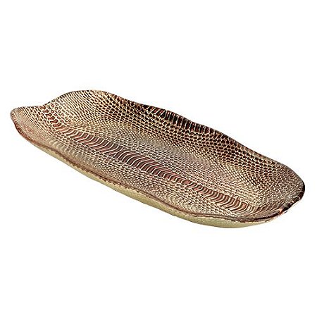 CENTRO DE MESA SELVA EM VIDRO L45XP19,5XA4CM COR MARROM