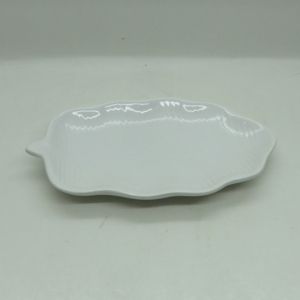 FOLHA DECORATIVA DE CERÂMICA BANANA LEAF BRANCO 16x9x2cm