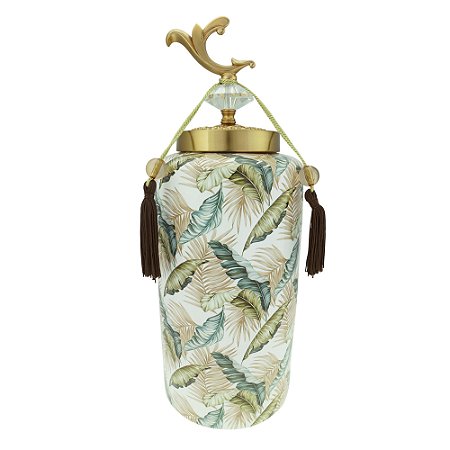 POTICHE DECORATIVO CERÂMICA FOLHAS 14x38cm