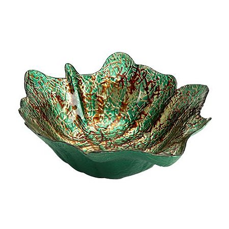 CENTRO DE MESA FOLHAGEM EM VIDRO L29,5XP25XA11,5CM COR VERDE