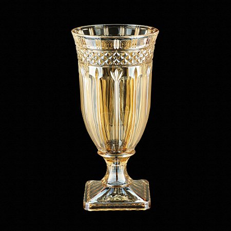 VASO C/PÉ DE CRISTAL BRANDON ÂMBAR 16x32,5cm