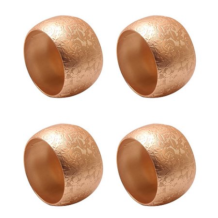 JOGO DE 4 ANEIS ROSAS PARA GUARDANAPO EM FERRO D4,2XA2,8CM COR ROSE