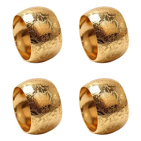 JOGO DE 4 ANEIS ROSAS PARA GUARDANAPO EM FERRO D4,2XA2,8CM COR DOURADO