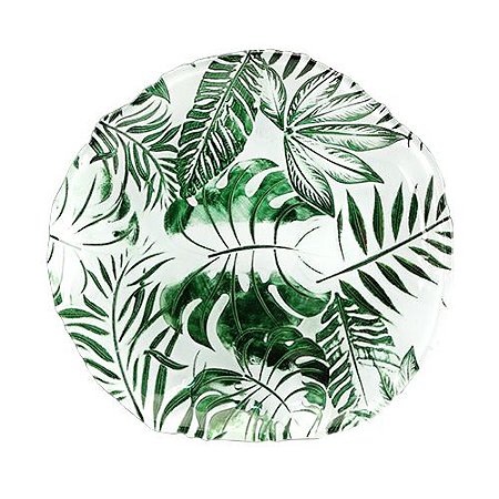 CENTRO DE MESA FOLHAGEM EM VIDRO D21,5XA1,5CM COR VERDE