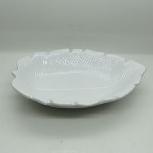 FOLHA DECORATIVA DE CERÂMICA BANANA LEAF BRANCO 23x16x4,5cm