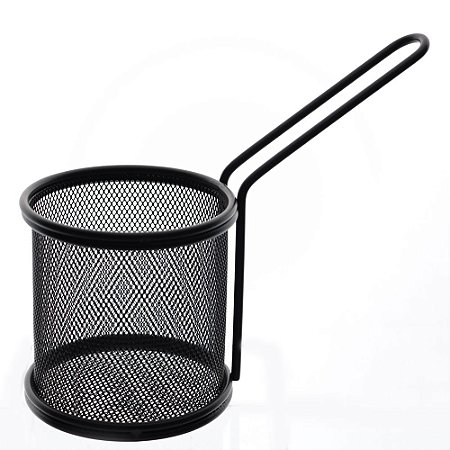 MINI CESTA REDONDA PARA ALIMENTOS EM ACO INOX D8,5XA9CM COR PRETO