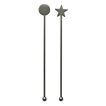 CONJUNTO DE MISTURADORES PARA DRINK 2 PECAS EM ACO INOX A19CM COR PRETO