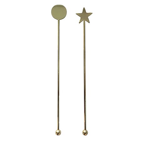 CONJUNTO DE MISTURADORES PARA DRINK 2 PECAS EM ACO INOX A19CM COR DOURADO