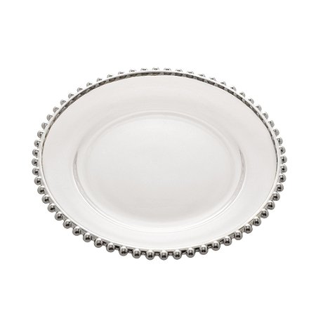 PRATO CRISTAL C/BORDA PRATEADA PEARL 20cm