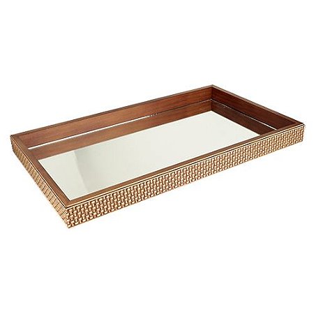 BANDEJA RETANGULAR MADEIRA TRELICA L60XP35XA5CM COR MARROM