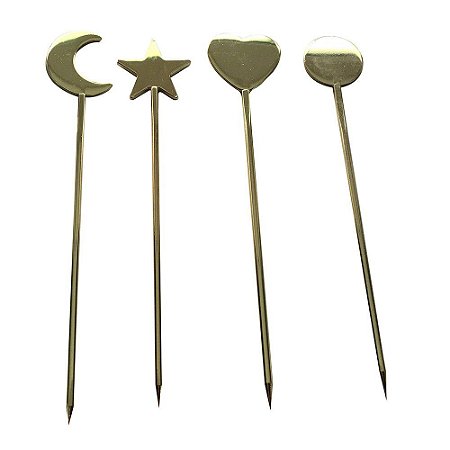 CONJUNTO APERITIVO 4 PECAS EM ACO INOX A11,5CM COR DOURADO