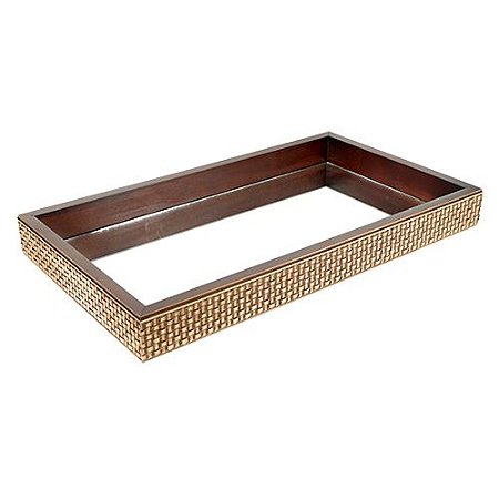 BANDEJA RETANGULAR MADEIRA TRELICA L46XP26XA4,5CM COR MARROM