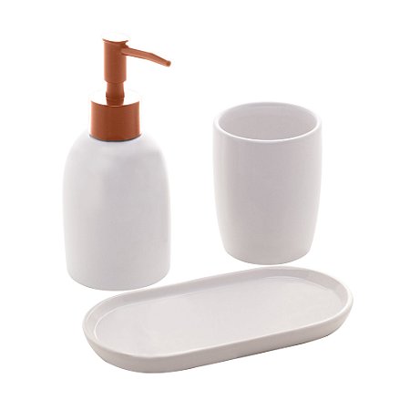 CJ 3PC P/BANHEIRO DE CERÂMICA LONDRES BRANCO E PRETO